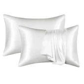Antibakteriyel Terletmeyen İpek Saten Yastık Kılıfı 2'li 50x70 Beyaz - 4
