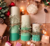 Yonca Baton Vanilya & Lavanta Kokulu 3'lü Dekoratif Mum Seti - 1