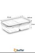 BUFFER® 2 Bölmeli Sızdırmaz Contalı Kilitli Kapaklı 1 Litre Erzak Saklama Kabı -LC505 thumbnail 8