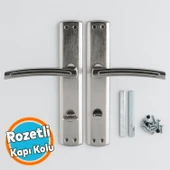 WC Banyo Aynalı Kapı Kolu Nikel İnox Sağa Sola Uygun İç Dış Wc Kapısı Kilitlenebilir 1 Takım thumbnail 1