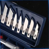 BUFFER® Zanaat 16 Parça Hobi Gravür Ahşap Heykel Çömlek Oyma Şekil Verme 13 Maket Bıçak Neşter Seti thumbnail 8