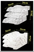 Evrak Rafı 3 lü Masaüstü 1 Paket Plastik Evrak Rafı Masa Üstü Şeffaf Hareketli A4 Dosya Düzenliyici Kağıt Tepsisi - 5