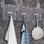 BUFFER® Süper Güçlü Yapışkanlı Suya Dayanıklı Şeffaf Askı 5li Set Yeniden Kullanılabilir Kancalar thumbnail 3