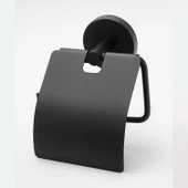 Kapaklı Metal WC Kağıtlık Duvar Tipi Paslanmaz Tuvalet Kağıt Aparatı Dayanıklı Banyo Aksesuarı Siyah thumbnail 6