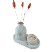 Mermer Desenli Vazo ve Örgülü Mumluk set thumbnail 2