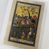 Gecenin İhtişamında Av Adlı El Yapımı Minyatür Resim 28x17 cm thumbnail 3