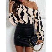 Lucky Life Kadın Tek Omuzdan Açık Uzun Kollu Modal Bluz - 2