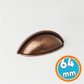 Mobilya Çekmece Dolap Kapak Kulpu Modern Mutfak Kulpları Çanak Kulp 64 mm Antik Bakır Renk Metal thumbnail 1