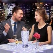 BUFFER® Balık Süzgeç Model USB Şarjlı Kumandalı 16Farklı Işık Modlu Masa Üstü Kristal Akrilik Led thumbnail 4