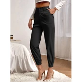 Lucky Life Lucky Life Kadın Yüksek Bel Cepli Paçası Lastikli Ithal Krep Pantolon - 1