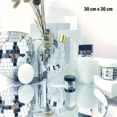 BUFFER® Kare Silver Cam Mozaik Fayans Çıkartmaları El İşi Kare Cam Fayans Kendinden Yapışkanlı Aynalı Dekor Panel 30x30 thumbnail 3