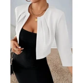 Lucky Life Lucky Life Kadın Truvakar Kol önü Açık Kısa Ithal Krep Ceket - 3