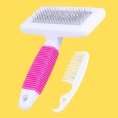 BUFFER® Kedi Köpek Telli Küçük Boy Tüy Bakım Seti Evcil Hayvan Tarama Fırçası thumbnail 4