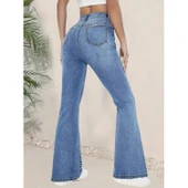 Lucky Life Lucky Life Kadın Yüksek Bel İspanyol Paça Kot Pantolon - 1