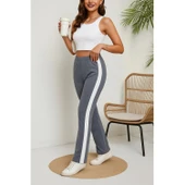 Lucky Life Lucky Life Kadın Yüksek Bel Yan şerit Detaylı Yırtmaçlı Viskon Iki Iplik Pantolon - 2