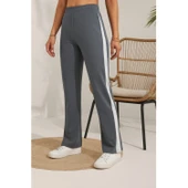 Lucky Life Lucky Life Kadın Yüksek Bel Yan şerit Detaylı Yırtmaçlı Viskon Iki Iplik Pantolon - 4