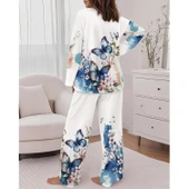 Lucky Life Lucky Life Kadın Uzun Kollu Bisiklet Yaka Kelebek Desenli Iki Iplik Alt üst Takım thumbnail 3