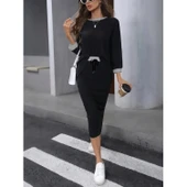 Lucky Life Lucky Life Kadın Uzun Kollu Yakası Açık şardonlu Kaşkorse Bluz Ve Eteği Bağcıklı Ikili Takım - 1