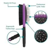 Buffer Çok Amaçlı Çift Taraflı Kolay Evcil Hayvan Kedi Köpek Temizleme Pet Fırçası thumbnail 3