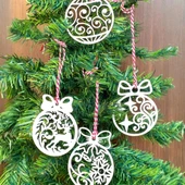 BUFFER® 10 Parça Kırmızı Beyaz İpli Fiyonk Model Ahşap Yılbaşı Ağaç Süsü thumbnail 3