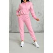 Lucky Life Lucky Life Kadın Uzun Kollu Kapşonlu Bağcıklı üç Iplik Bluz Ve Pantolon Ikili Takım - 1