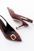 İNF-1151 Bordo Günlük Arkası Açık Topuklu Bayan Ayakkabı thumbnail 4