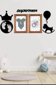 BUFFER® DECO103 Supermen Dekoratif Duvar Süsü Tablo Aksesuar Ahşap Tasarım Hediye Pano Sticker Seti - 4