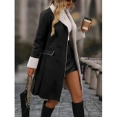 Lucky Life Kadın Uzun Kollu Yakalı Düğmeli Süet Mini Manto - 2