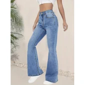 Lucky Life Lucky Life Kadın Yüksek Bel İspanyol Paça Kot Pantolon - 2