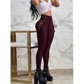 Lucky Life Kadın Yüksek Bel çapraz Bağcıklı Tül Detaylı Dalgıç Tayt - 5