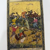 Cengaver Süvari ile İhtişamlı Şölen Adlı El Yapımı Minyatür Resim 28x17 cm thumbnail 2