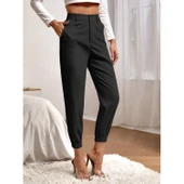 Lucky Life Lucky Life Kadın Yüksek Bel Cepli Paçası Lastikli Ithal Krep Pantolon - 3