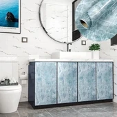 BUFFER® Mermer Desenli Masa Tezgah Mutfak Su Geçirmez Yapışkanlı Folyo Sticker Mavi 5x0,6m thumbnail 3