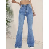 Lucky Life Lucky Life Kadın Yüksek Bel İspanyol Paça Kot Pantolon - 4