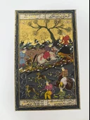 Gecenin İhtişamında Av Adlı El Yapımı Minyatür Resim 28x17 cm thumbnail 1