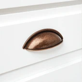 Mobilya Çekmece Dolap Kapak Kulpu Modern Mutfak Kulpları Çanak Kulp 64 mm Antik Bakır Renk Metal thumbnail 2