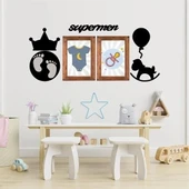 BUFFER® DECO103 Supermen Dekoratif Duvar Süsü Tablo Aksesuar Ahşap Tasarım Hediye Pano Sticker Seti - 5