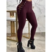 Lucky Life Kadın Yüksek Bel çapraz Bağcıklı Tül Detaylı Dalgıç Tayt - 3