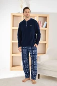 Pijamoni Erkek Düğme Yaka Kışlık Polar Pijama Takımı 6100/8,1 - 1 Adet  Lacivert 2XL thumbnail 2