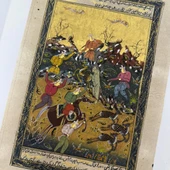 Cengaver Süvari ile İhtişamlı Şölen Adlı El Yapımı Minyatür Resim 28x17 cm thumbnail 3