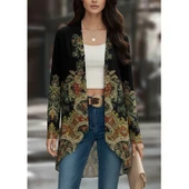 Lucky Life Kadın Uzun Kollu önü Açık Desenli şardonlu Dalgıç Ceket - 3