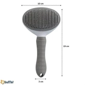 BUFFER® Kedi Köpek Tüy Toplayıcı Kendini Temizleyebilen Ergonomik Rahat Evcil Hayvan Tarağı Gri thumbnail 7