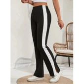 Lucky Life Lucky Life Kadın Yüksek Bel Yan şerit Detaylı Yırtmaçlı Viskon Iki Iplik Pantolon thumbnail 1