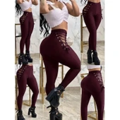 Lucky Life Kadın Yüksek Bel çapraz Bağcıklı Tül Detaylı Dalgıç Tayt - 2