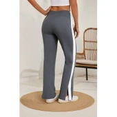 Lucky Life Lucky Life Kadın Yüksek Bel Yan şerit Detaylı Yırtmaçlı Viskon Iki Iplik Pantolon - 3