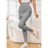 Lucky Life Lucky Life Kadın Yüksek Bel Yandan Büzgülü Alttan Uzun Kaşkorse Tayt Etek - 2