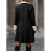 Lucky Life Kadın Uzun Kollu Yakalı Düğmeli Süet Mini Manto - 4