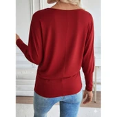 Lucky Life Kadın Uzun Kollu Yuvarlak Yaka Incili Viskon Bluz - 3