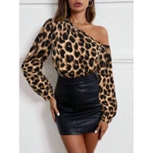 Lucky Life Kadın Tek Omuzdan Açık Uzun Kollu Modal Bluz - 1