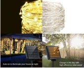 Solar Peri Led 20m 200 Led Gün Işığı Bahçe Aydınlatma Dekorasyon Güneş Enerjili thumbnail 3